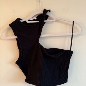 Zara Black Ribbed Crop Top